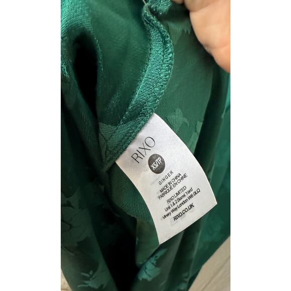 RIXO LONDON "Ginger" Green Floral Jacquard Crepe Maxi Dress NWT US XS - Picture 9 of 11